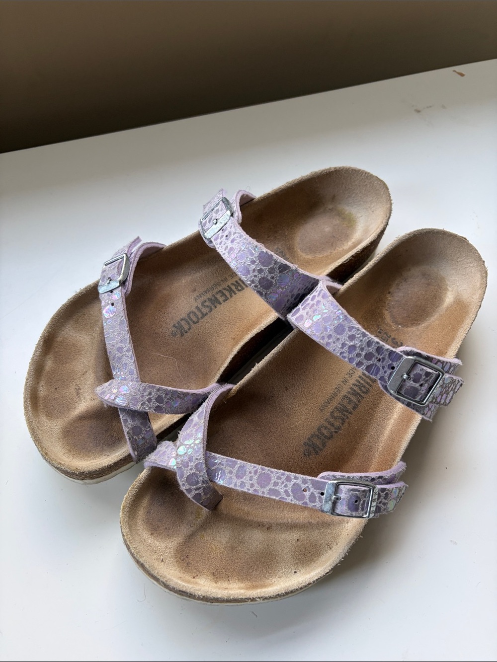 Birkenstock Lavender Iridescent Strappy Sandals - Women's Casual Slip-On